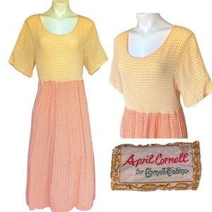 Vintage April Cornell Seersucker Gingham Plaid Dress